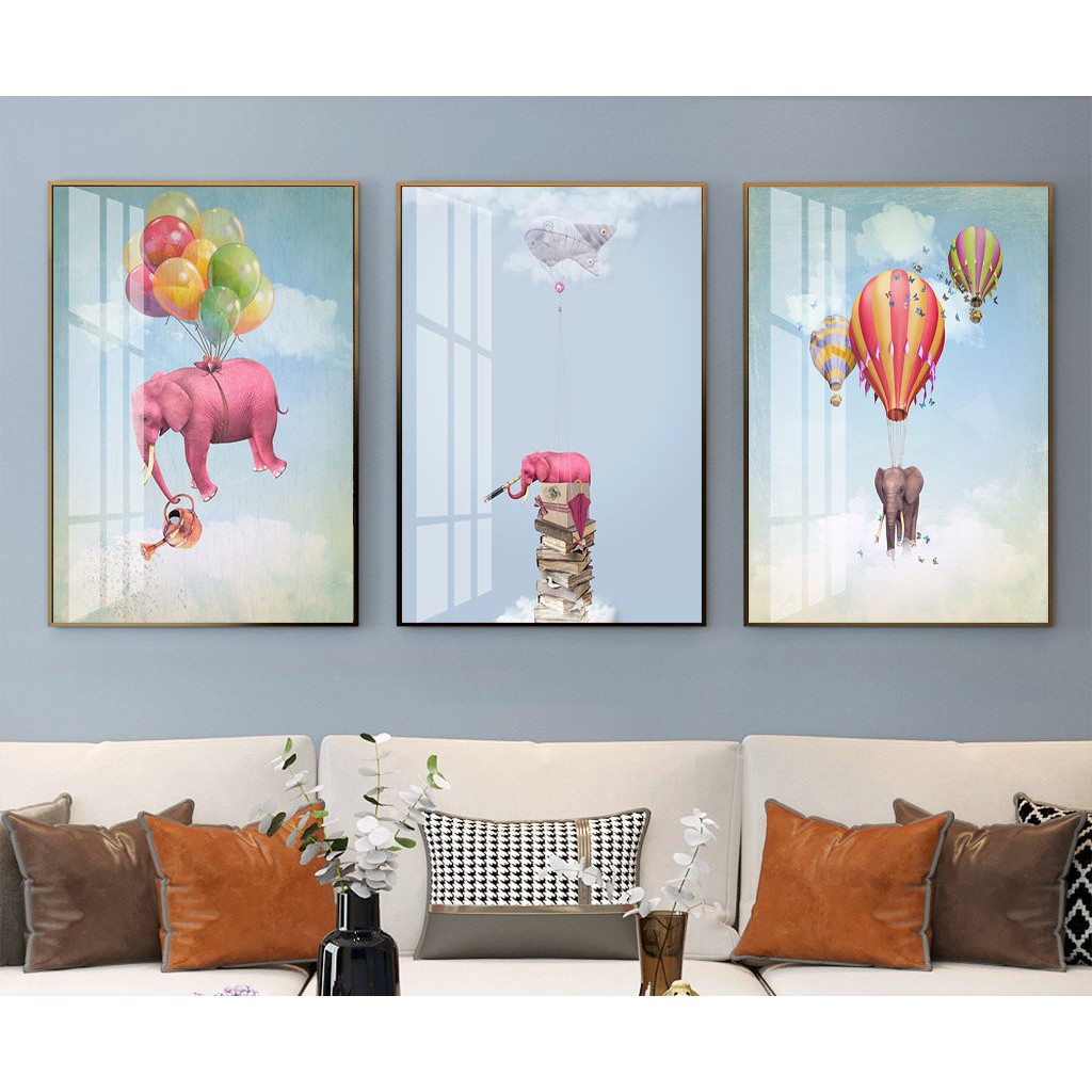 Bộ 3 Tranh Treo Tường Trang Trí Phòng Bé Hoạt Hình Động Vật Dễ Thương Cute Giáo Dục Trẻ Con Vật - Melyhome Decor