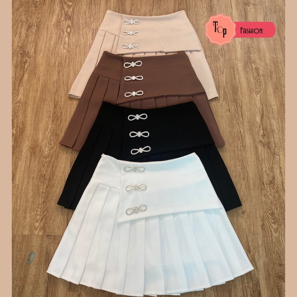 Chân váy xếp ly Top Fashion ,chân váy chữ A  cạp cao chất vải tuyết mưa mềm mịn có quần đùi trong T01 | BigBuy360 - bigbuy360.vn