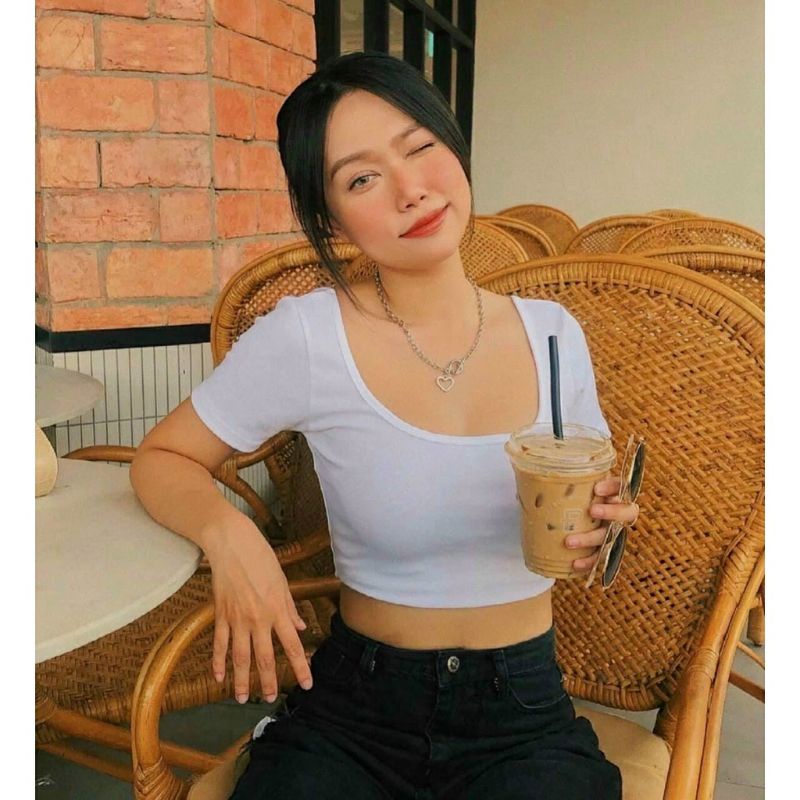 Áo Croptop cổ vuông cột nơ eo điệu đà - Áo kiểu nữ Croptop | BigBuy360 - bigbuy360.vn