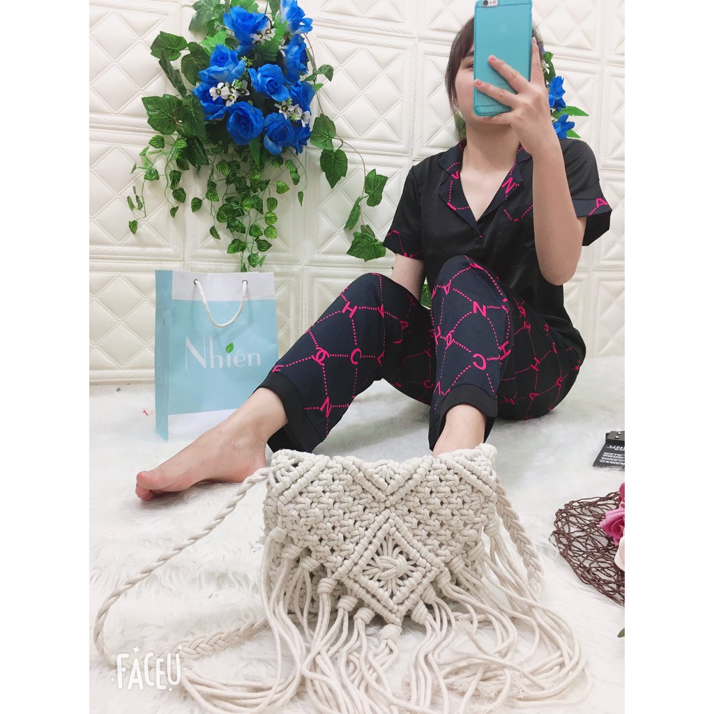 BỘ PIJAMA SATIN TAY NGẮN QUẦN DÀI CAO CẤP MS22