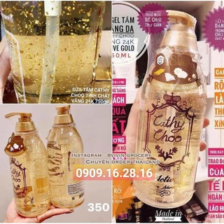 SỮA TẮM VANG 24K Trắng Da Cathy Choo 24K Active Gold 750ml Thái Lan Chính Hãng