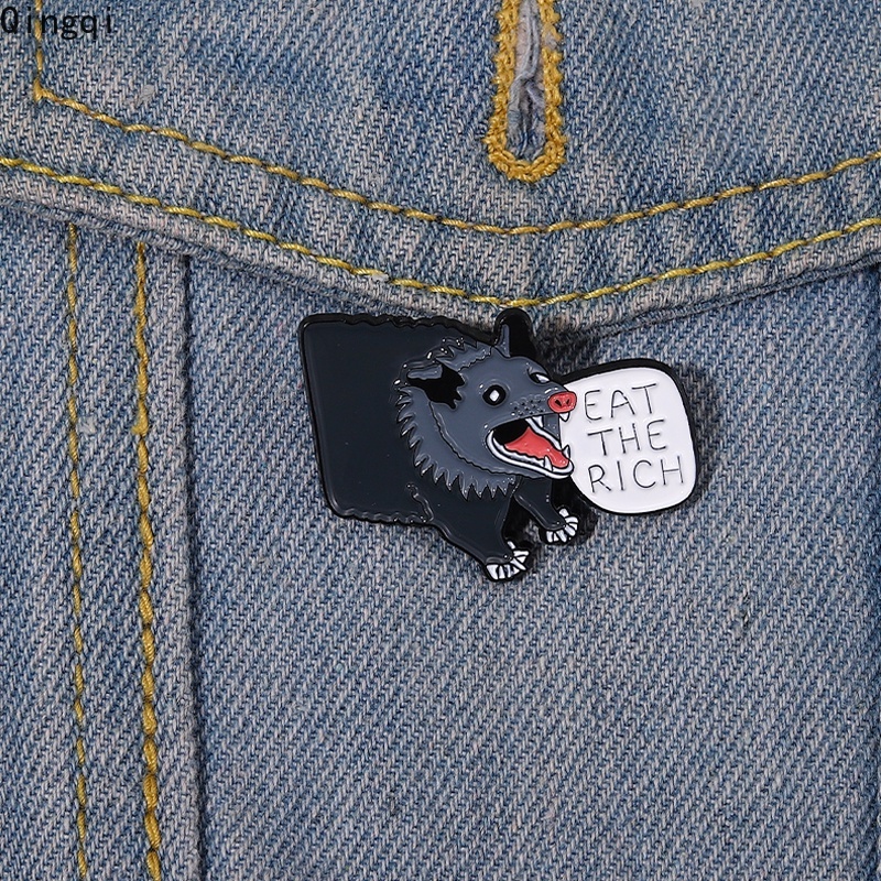 Huy hiệu cài áo MISS ZOE bằng hợp kim tráng men phong cách hoạt hình Eat The Rich Yelling dễ thương