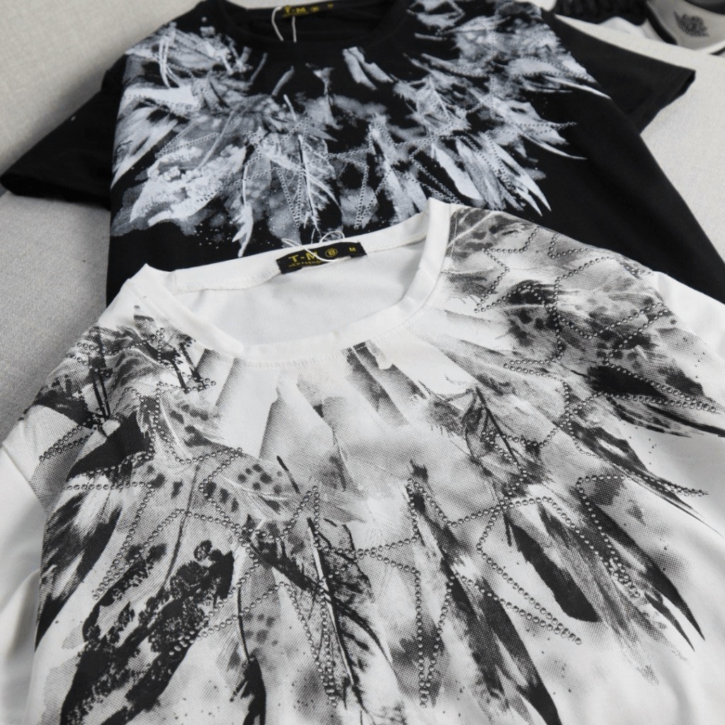 Áo Thun Cổ Tròn Nam In Loang Màu Trắng Đen Chất Cotton Mềm Mát Mặc Thoải Mái Phong Cách Lịch Lãm [NEW UNISEX]