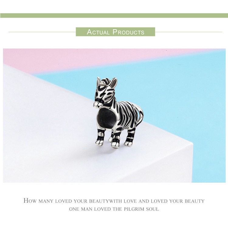 Hạt Xỏ Vòng Tay Bamoer Hình Ngựa Vằn Mạ Từ Bạc 925