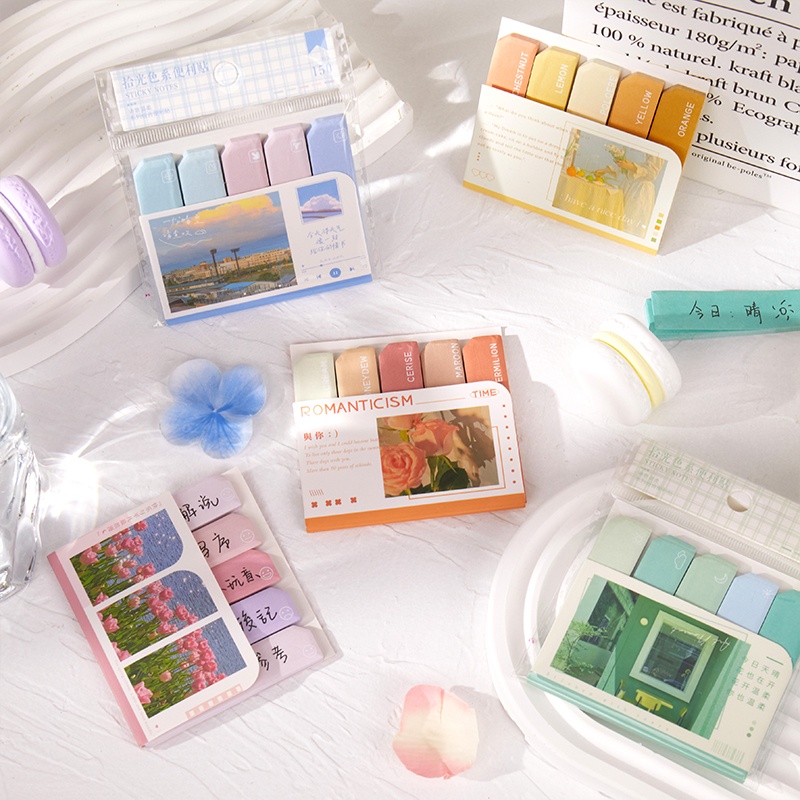 Set 150 Miếng Dán Note Màu Pastel Siêu Xinh Đánh Dấu Trang Sách, Truyện