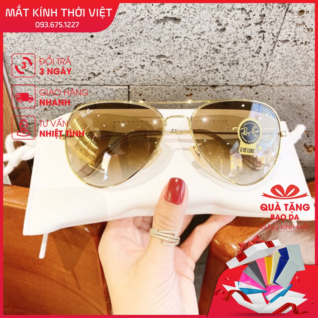 [HÌNH THẬT] Kính mát nam nữ RB màu nâu trà tặng kèm hộp đựng và khăn lau - Mắt kính Thời Việt