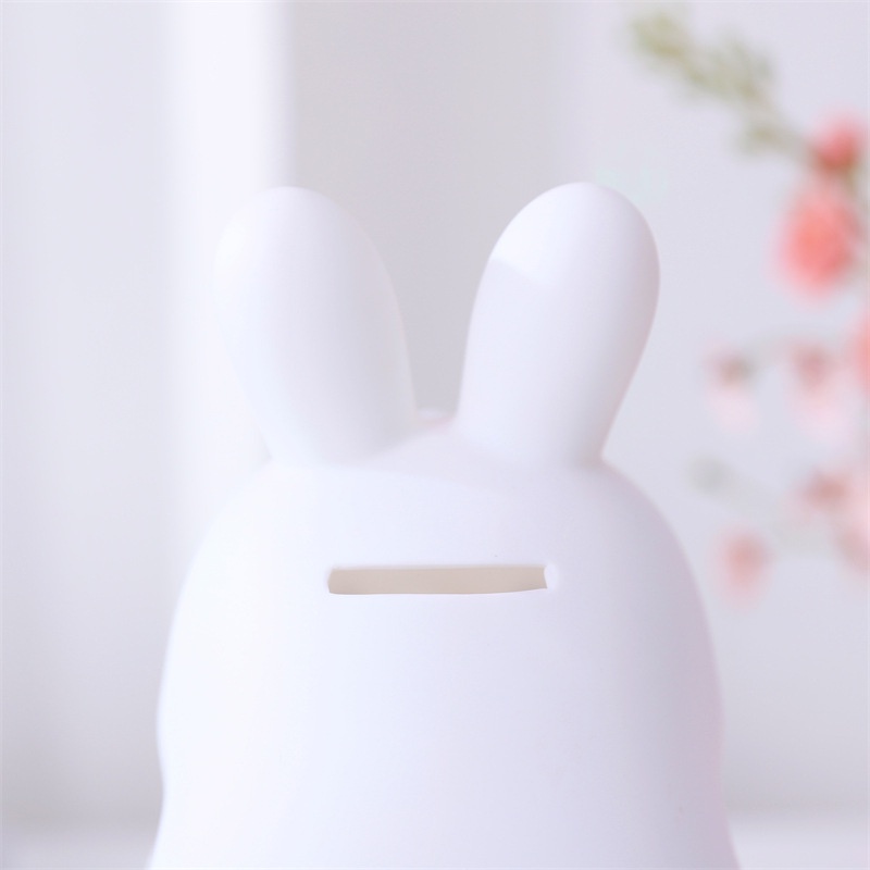 Ống Heo Tiết Kiệm Hình Thỏ Ăn Khoai Tây Chiên Màu Trắng Chống Sốc Cỡ Lớn Phong Cách Mới