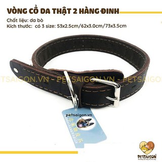 VÒNG CỔ DA THẬT 2 HÀNG ĐINH CHO CHÓ