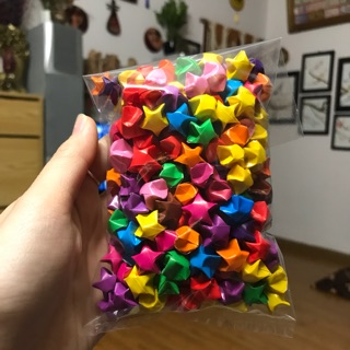 TÚI ĐÓNG 300 SAO GIẤY LẪN MÀU TRƠN GẤP SẴN