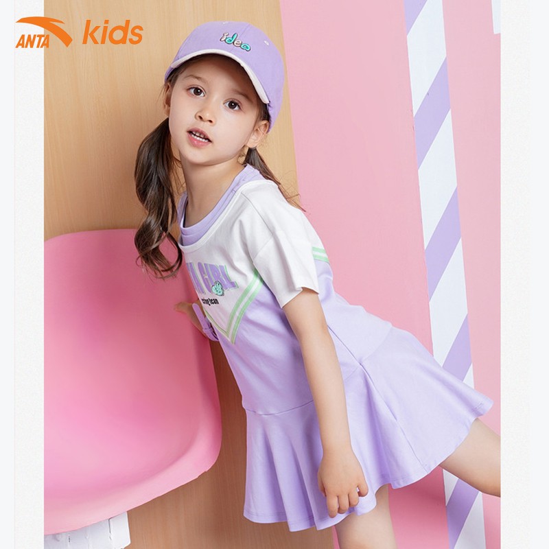 Váy liền bé gái tím pastel nhẹ nhàng thương hiệu Anta Kids W362129799-2