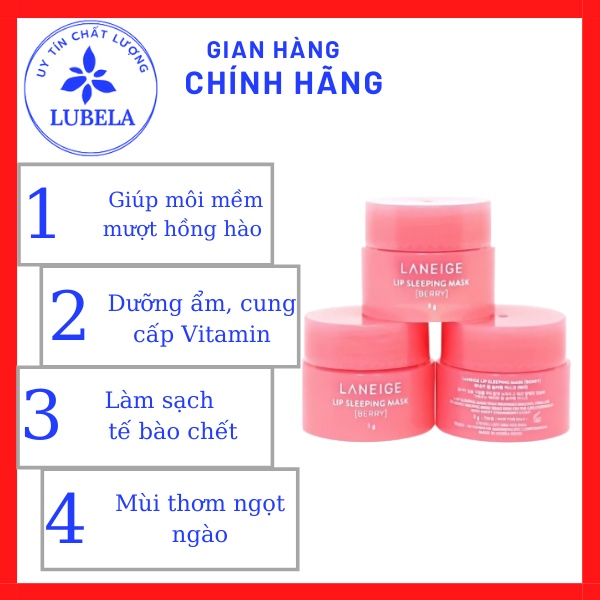 Mặt nạ ngủ môi Laneige Lip Sleeping Mask Berry 20g.Dưỡng môi laneige, ủ môi mini Laneige 3g