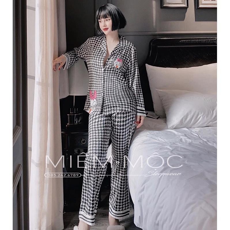 Đồ Bộ Mặc Nhà Pijama Nữ Dài Tay Cao Cấp - Đồ Ngủ Lụa Quảng Châu TN