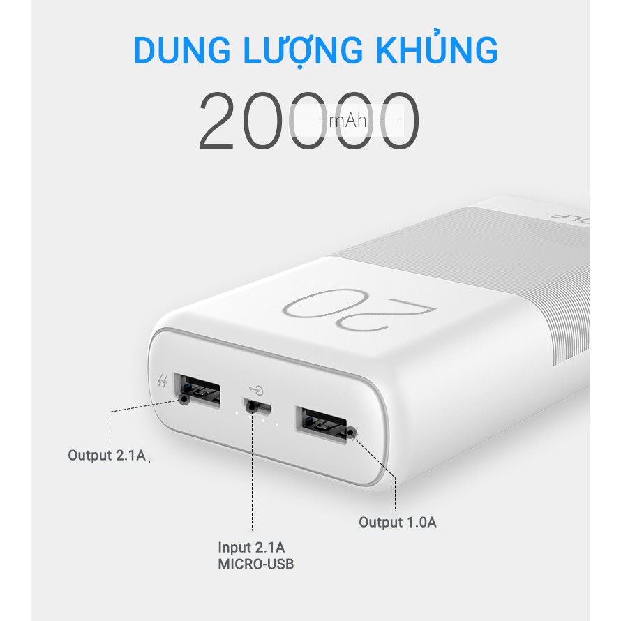 Pin sạc dự phòng Golf G81 20000mAh Candy Power Bank [PHÂN PHỐI CHÍNH HÃNG, BẢO HÀNH 1 NĂM]