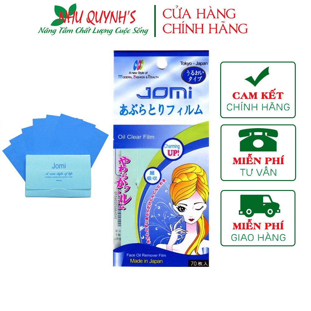 Giấy thấm dầu dạng film Jomi Oil Clear Film 70 tờ phù hợp với mọi loại da nhập khẩu chính hãng Nhật Bản