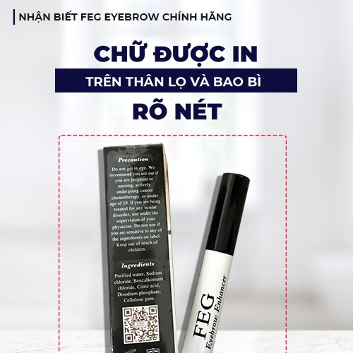 Serum dưỡng mày FEG giúp lông mày dày đẹp tự nhiên sau 14 ngày_FEG Eyebrow Enhancer kích mọc mày dài dày đen