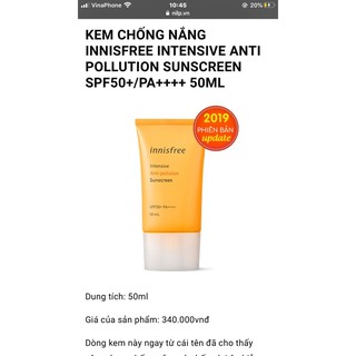 Kem chống nắng innisfree.