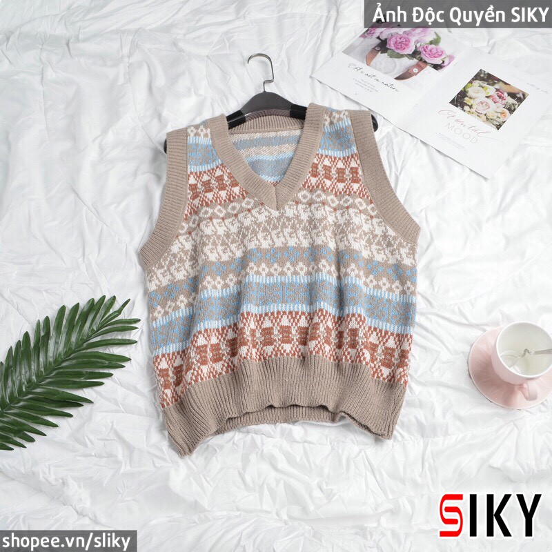 [ CÓ ẢNH THẬT] Áo len gile thổ cẩm nữ - 4BASIC | BigBuy360 - bigbuy360.vn