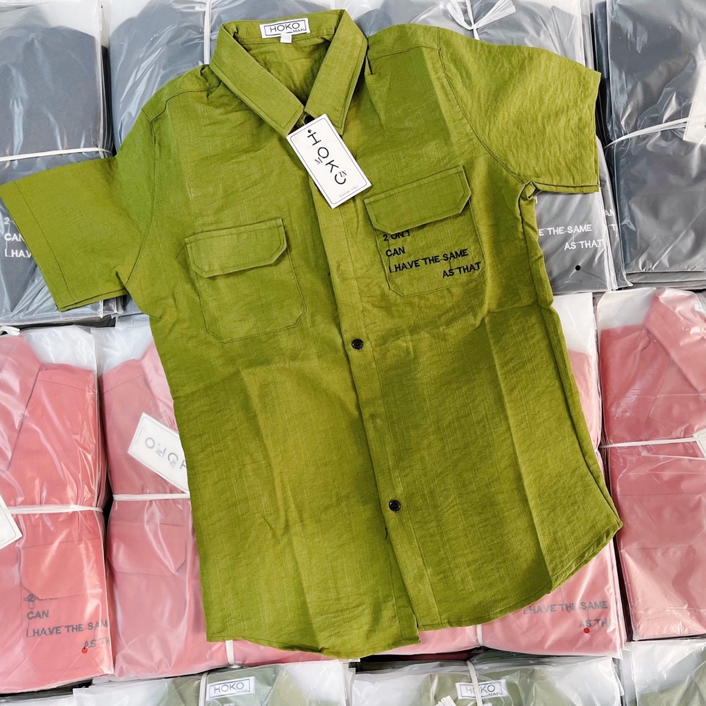 Áo sơ mi tay ngắn form hàn quốc trẻ trung với 4 màu thanh lịch