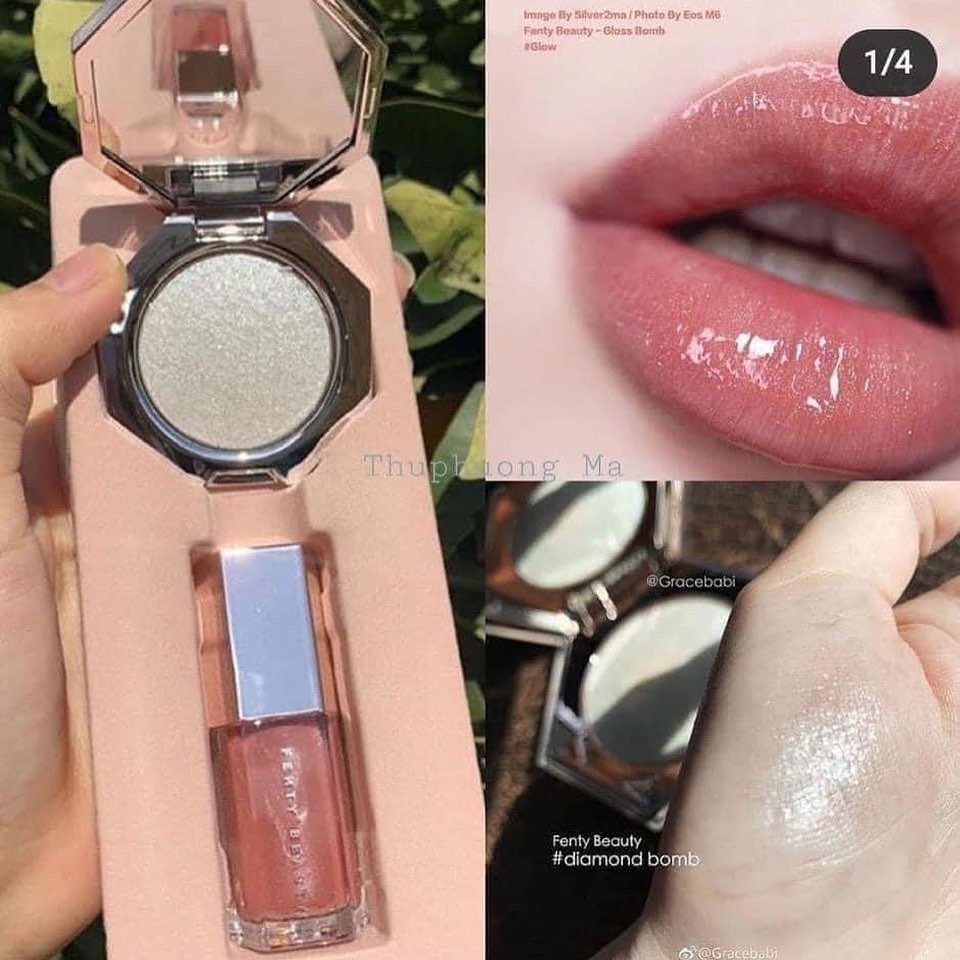 Set Fe.nty Diamond Bomb Baby Mini Lip Gloss & Highlighter + 2% phí shopee | BigBuy360 - bigbuy360.vn