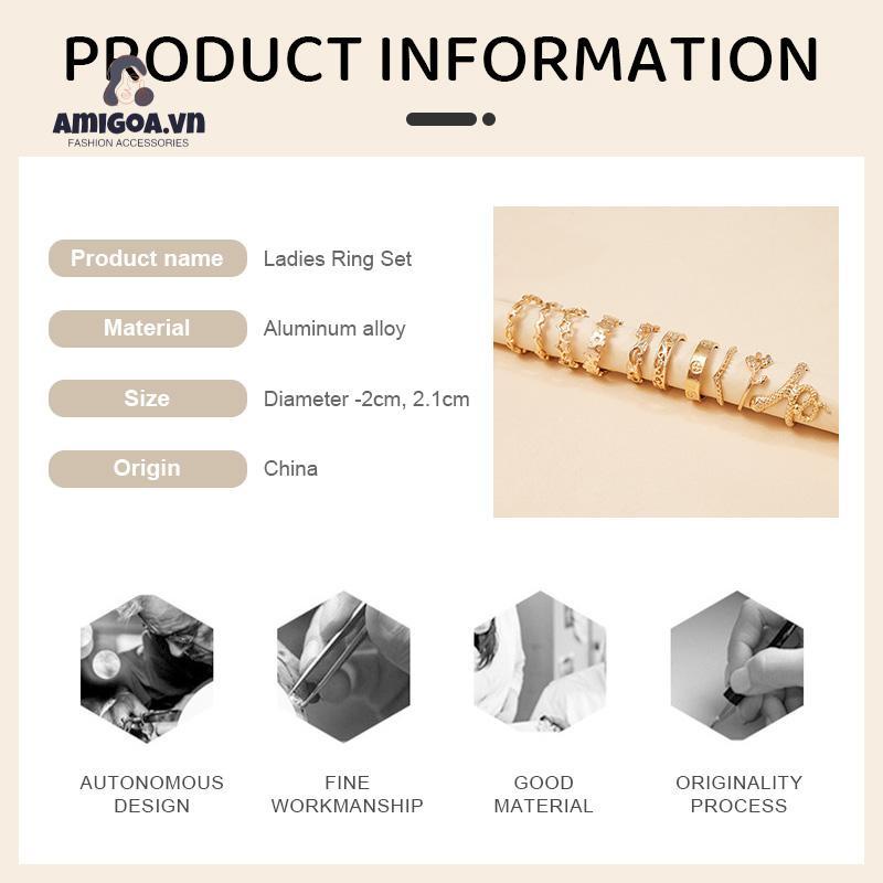 ✨✨Bộ 10 Nhẫn Hình Rắn Thiết Kế Đơn Giản Sáng Tạo Cho Nữ