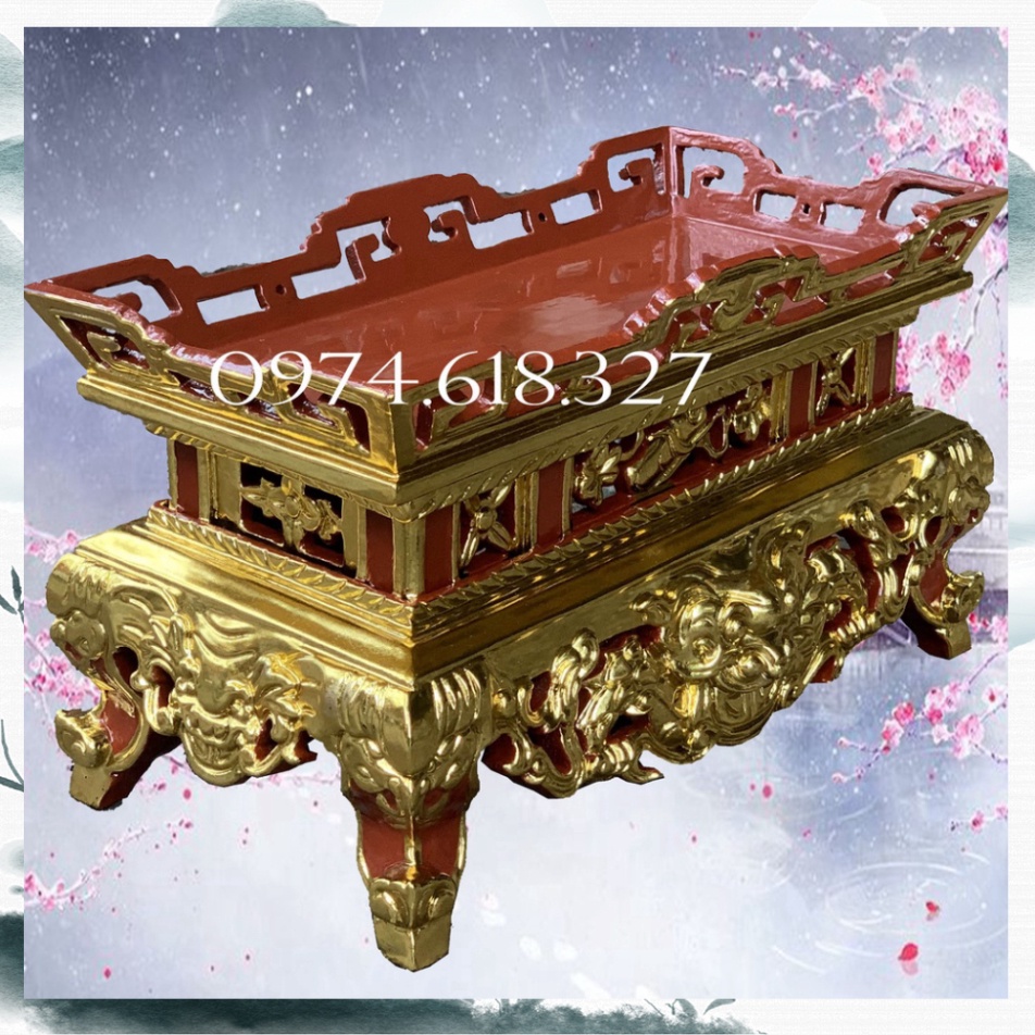 Đài Thờ Tế Rồng Song Long Gỗ Mít Cỡ 45x25x25