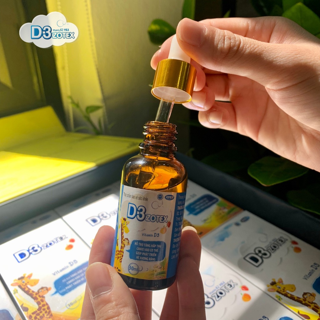 Vitamin D3 K2 MK4 Zotex tăng cường khả năng hấp thu canxi cho bé phát triển hệ xương răng chắc khỏe chống còi xương 30ml