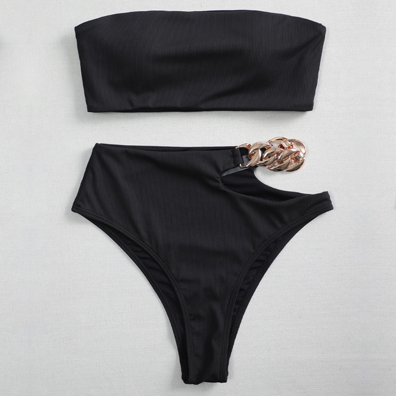 Bộ Bikini 2 Mảnh Có Gân Hở Lưng Thời Trang Đi Biển Quyến Rũ Cho Nữ