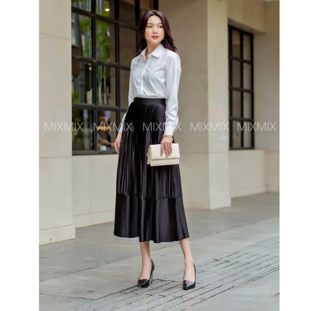 Chân Váy Dập PLy Dài Đẹp - MIXMIX - Hàng thiết kế - Hình ảnh độc quyền shop tự chụp
