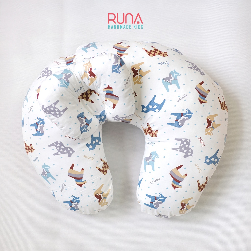 Gối hỗ trợ cho bé bú đa năng cao cấp RUNA KIDS cotton Hàn đẹp thoáng mát hoạ tiết dễ thương an toàn cho bé