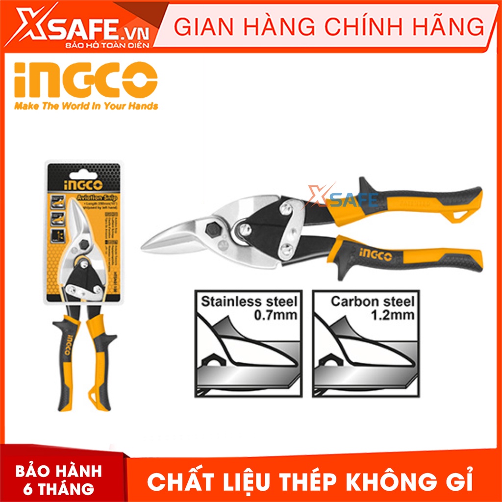 Kéo cắt tole cắt phải INGCO HTSN0110R tay cầm bọc cao su chuyên dụng chống trơn trượt Cắt tole thép carbon cao cấp