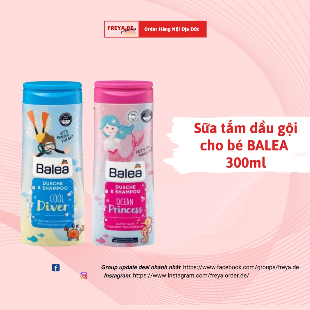 Sữa tắm dầu gội cho bé BALEA 300ml - Phù hợp với làn da mỏng manh của em bé, tinh chất dưỡng ẩm