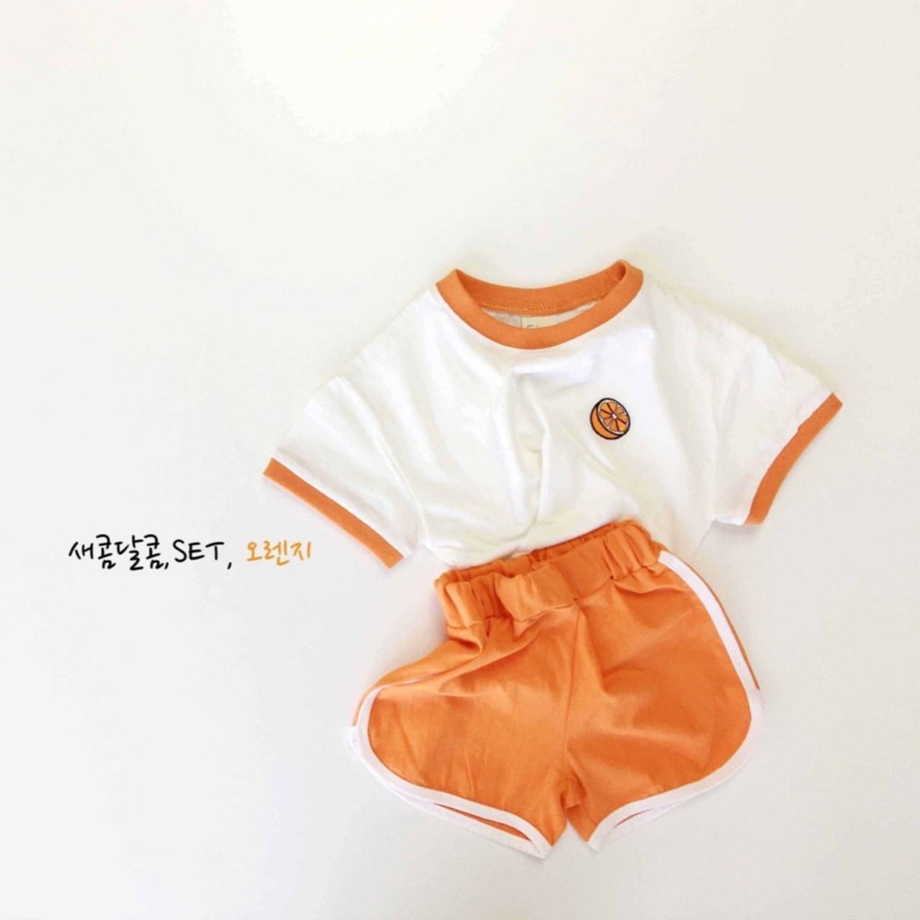 Bộ Quần Áo Thể Thao Cotton Tay Ngắn Thêu Họa Tiết Trái Cây Màu Sắc Tươi Sáng Cho Bé Fa2062340