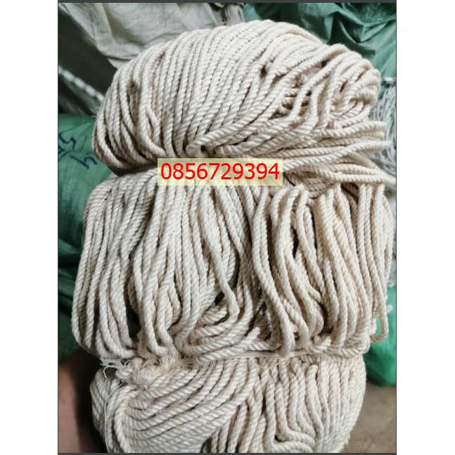 Dây thừng macrame se cotton, dây thừng trang trí size 2ly màu ngà