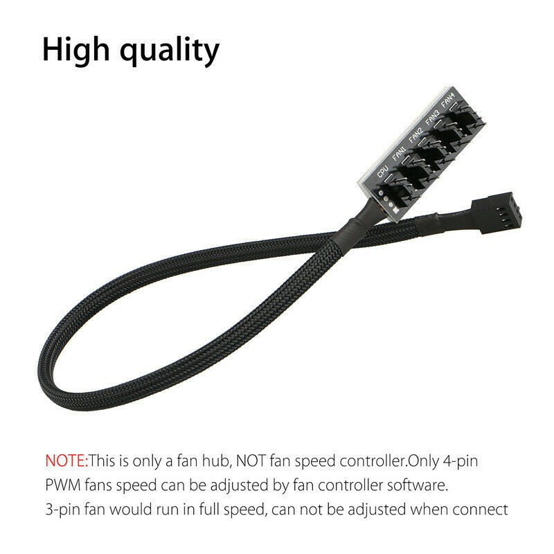 Details about  5-Port PC 4-Pin PC PWM CPU Cooling Fan Splitter Hub Adapter Braided Cable PWM Fan Hub 【queen】