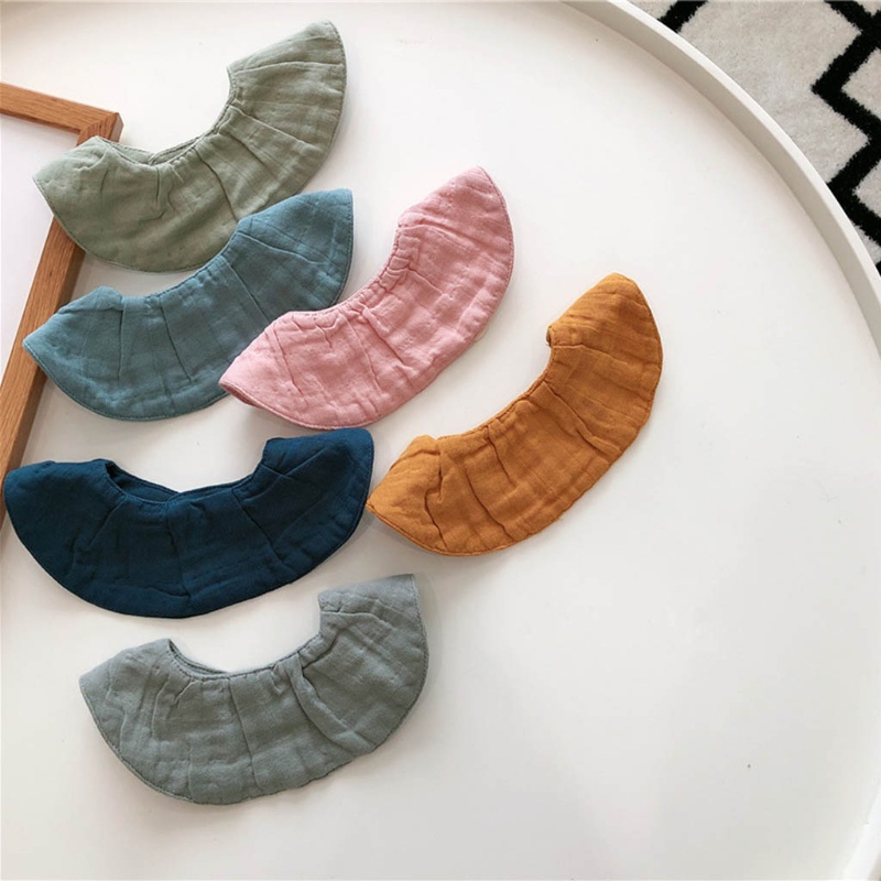 Yếm Ăn Cotton Màu Trơn Thấm Hút Tốt Kèm Nút Cài Tiện Dụng Cho Bé Sơ Sinh
