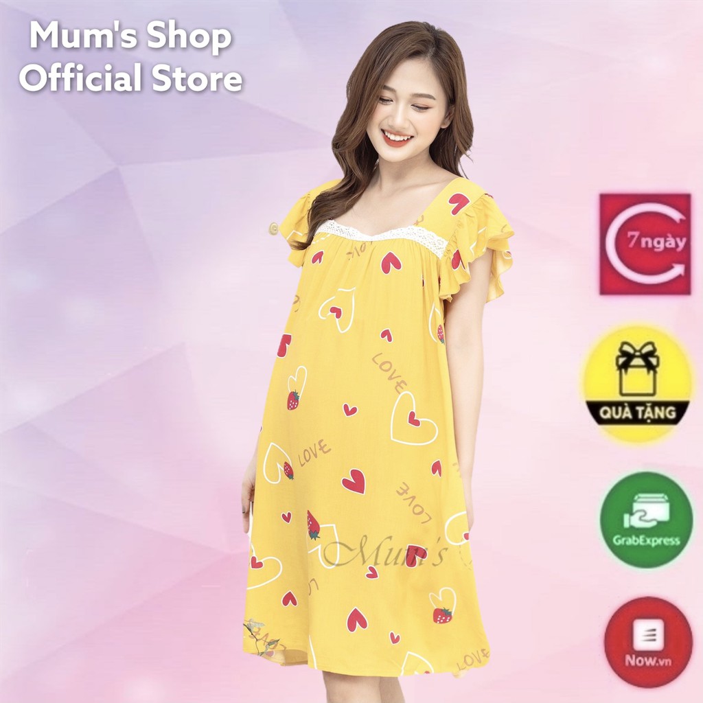 Đầm bầu siêu dễ thương mặc hè MUM'S SHOP  FREESHIP  Váy lanh bầu tay cánh tiên trẻ trung, mặc cả bầu và sau sinh