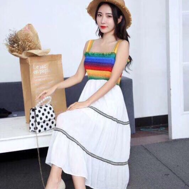 Đầm maxi thổ cẩm xinh lung linh - Hàng nhập cao cấp bao đẹp