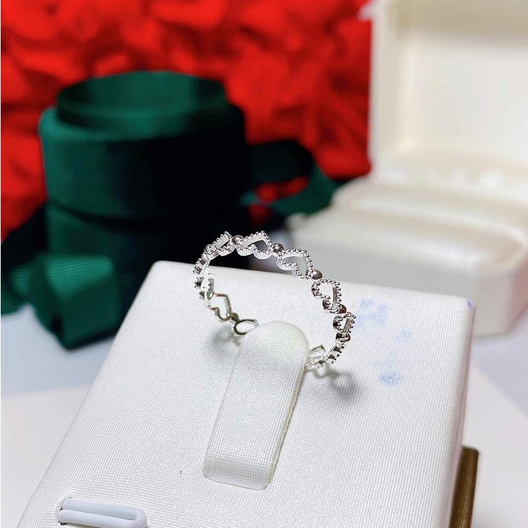 Nhẫn bạc nữ chuẩn bạc thật 925 DaLiA Jewelry nhẫn bạc hình vòng trái tim hoa đá, đơn giản, sang trọng