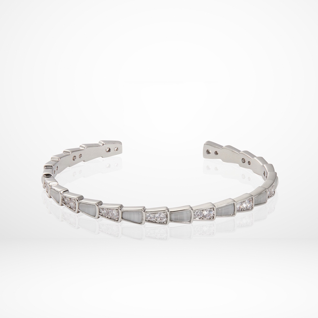 Vòng tay nữ Lyz and Liam Serpenti Viper L&amp;L Cuff Silver LL2019SV - Gift Box Hộp quà tặng nơ đỏ