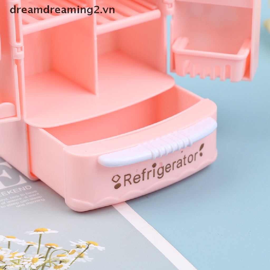 Tủ Lạnh mini Màu Hồng Cho Nhà Búp Bê