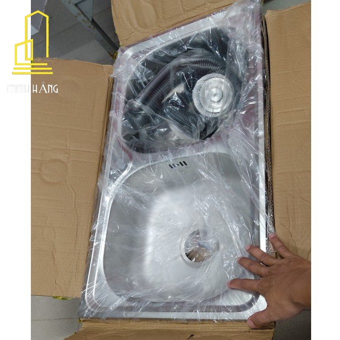 Bồn rửa chén 2 hộc inox kích thước 78x43 kèm bộ xả nước