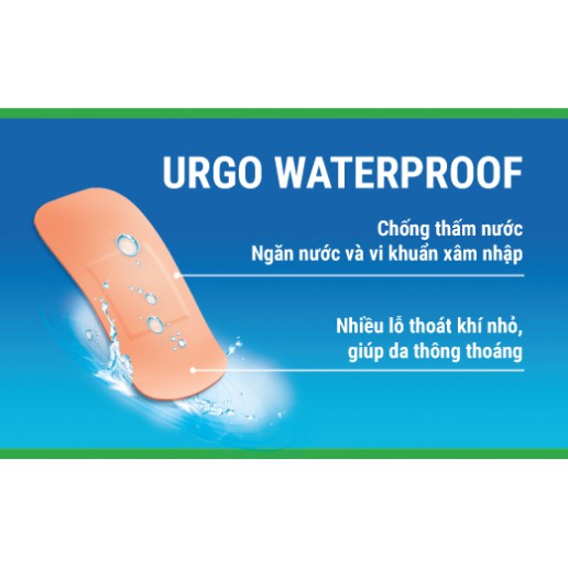 Băng cá nhân URGO Washproof ít thấm nước hộp 30 miếng