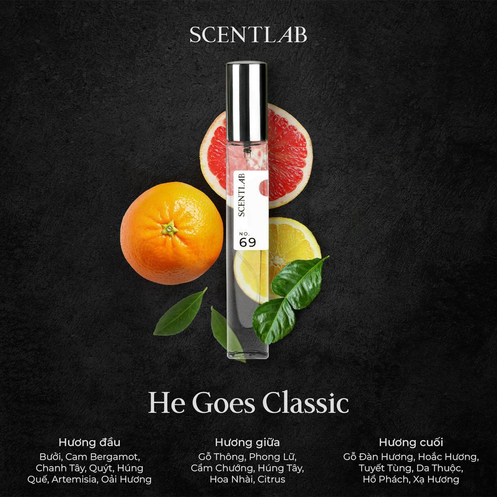 Nước Hoa Nam SCENTLAB No.69 Hương Citrus He Goes Classic 10ml Nam Tính, Phóng Khoáng