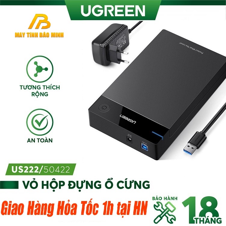 Hộp Đựng Ổ Cứng 3.5inch SATA USB 3.0 Hỗ Trợ HDD 10TB UGREEN 50422 - Hàng Chính Hãng