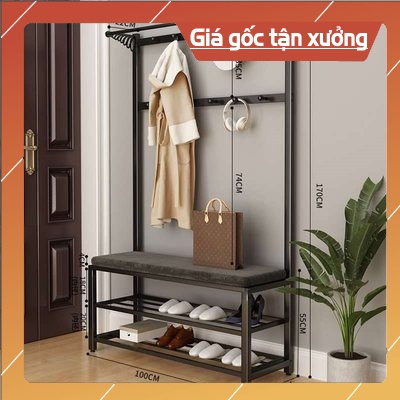Combo Treo Quần Áo, Ghế Ngồi, Kệ Để Giày Lịch Sự Sang Trọng (Hoàn Tiền Ship)