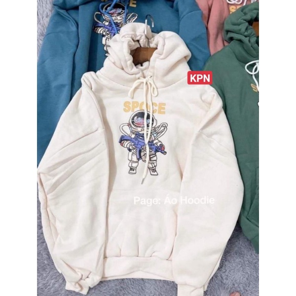 Áo nỉ hoodie in pear gấu Space Form Rộng Tay Bồng Mũ 2 Lớp. nganunisex