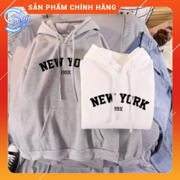 ÁO HOODIE UNISEX NAM NỮ  FORM RỘNG, CHẤT NỈ BÔNG CAO CẤP in NEW YORK