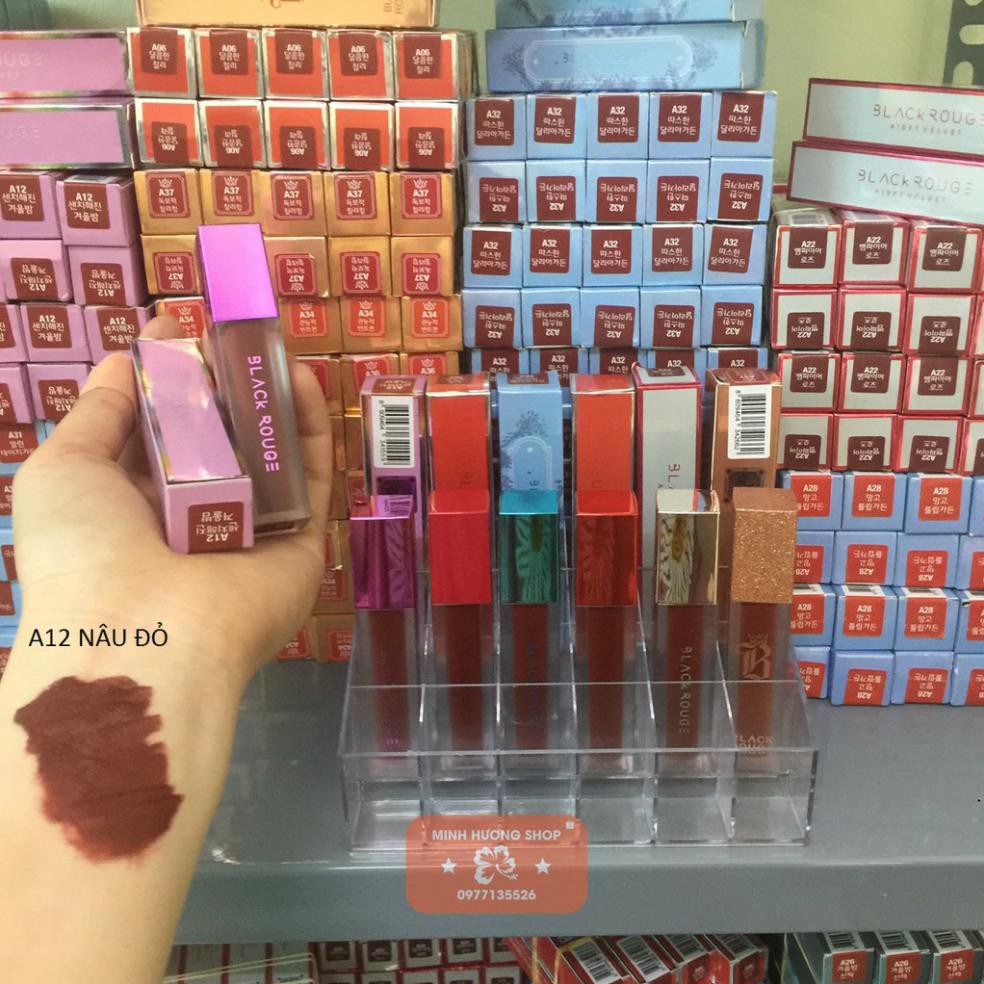 Son kem HANDMADE A12 đỏ nâu trầm ( thiết kế son BLack ver2 nắp tím ) | BigBuy360 - bigbuy360.vn