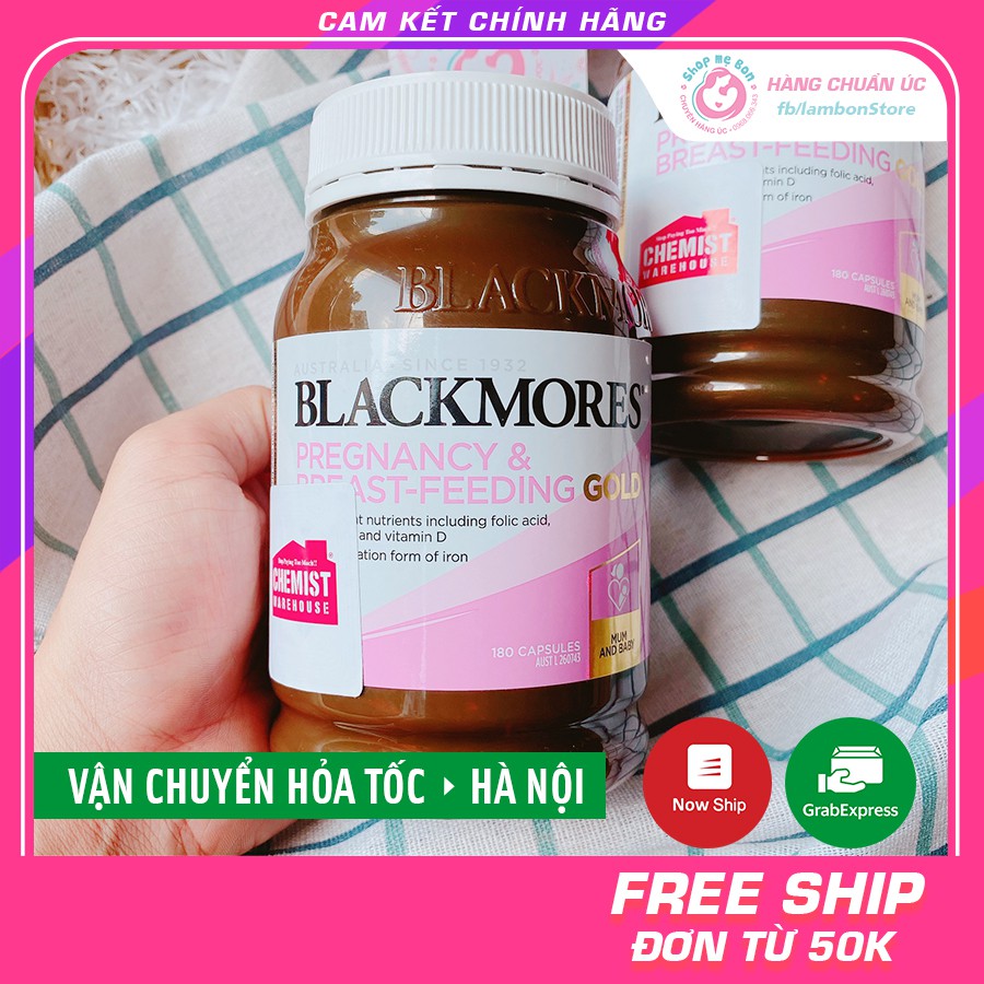 [Tem Chemist] Vitamin tổng hợp Blackmores Pregnancy Breast-Feeding Gold cho mẹ bầu và sau sinh 180v