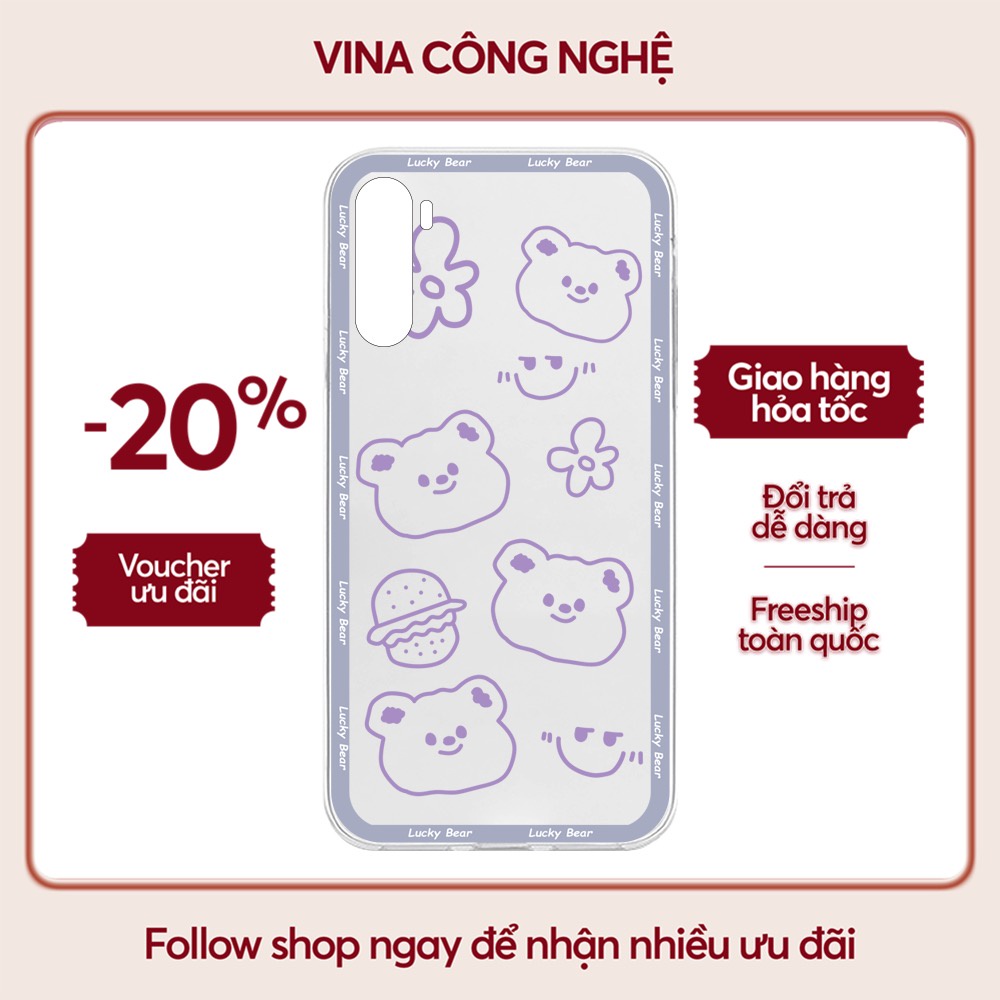 Ốp lưng Xiaomi Redmi Not 8/Redmi 9T/Poco X3/....Silicone dẻo trong viền bảo vệ camera hình Lucky Bear